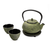 Teekannen-Set "grüne Blumen" [0,6 Liter] - Fischer² | Gusseisen-Teekannen