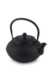 Klassische schwarze Teekanne mit Hagelmuster [0,6 Liter] - Fischer² | Gusseisen-Teekannen